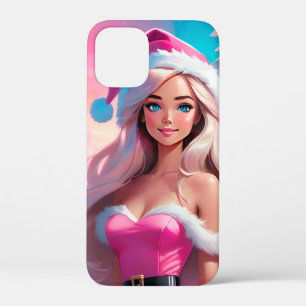 美しいピンクのクリスマスガール01 iPhone 12 MINI ケース