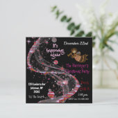 美しいピンクのクリスマス パーティーのお祝い 招待状 (スタンド正面)