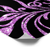 美しいピンクのグリッター渦巻結婚き旋回 ポスター (角)