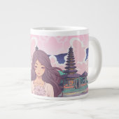 美しいピンクのコーヒーマグ ジャンボコーヒーマグカップ (正面右)