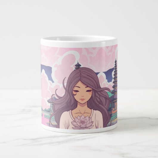 美しいピンクのコーヒーマグ ジャンボコーヒーマグカップ (正面)