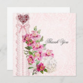 美しいピンクのサンキューカード (正面/裏面)