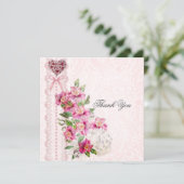 美しいピンクのサンキューカード (スタンド正面)