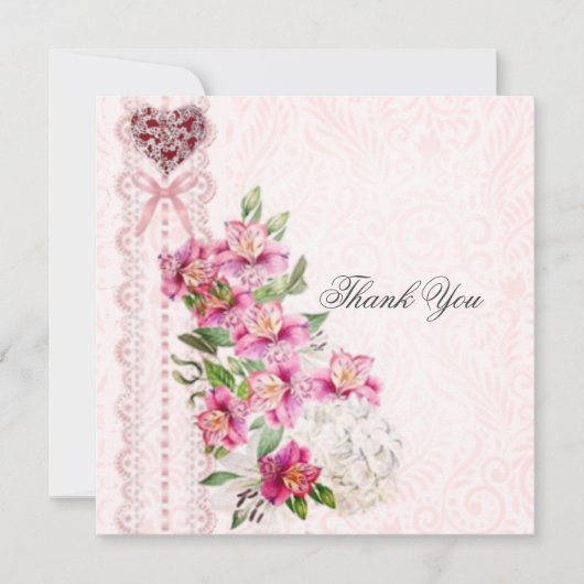 美しいピンクのサンキューカード (正面)