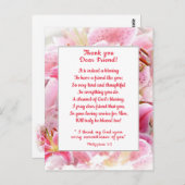 美しいピンクのスタルゲイザーリリー 感謝の気持ちを伝えるクリスチャンの友へ ポストカード (正面/裏面)