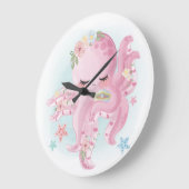 美しいピンクのタコ ラージ壁時計 (傾斜)