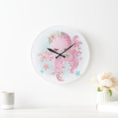 美しいピンクのタコ ラージ壁時計 (ホーム)