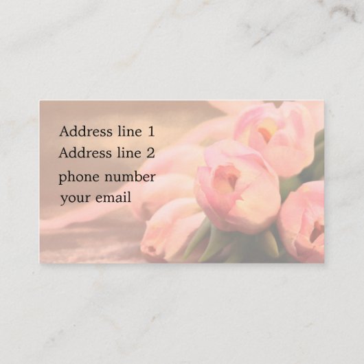 美しいピンクのチューリップの背景の花柄 名刺 (裏面)