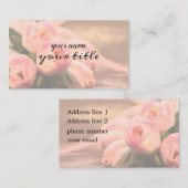 美しいピンクのチューリップの背景の花柄 名刺 (正面/裏面)