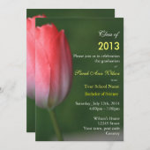 美しいピンクのチューリップの花の卒業パーティー 招待状 (正面/裏面)