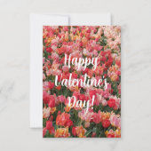 美しいピンクのチューリップガーデンバレンタインデーカード サンキューカード (正面)