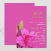 美しいピンクのツツジの花の卒業おめでとうの招待状 招待状 (正面/裏面)