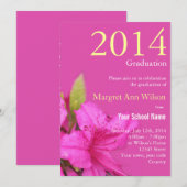 美しいピンクのツツジの花の卒業おめでとう招待状 招待状 (正面/裏面)
