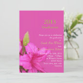 美しいピンクのツツジの花の卒業式招待状 招待状 (スタンド正面)