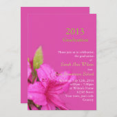 美しいピンクのツツジの花の卒業式招待状 招待状 (正面/裏面)