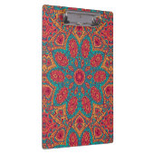 美しいピンクのティール（緑がかった色）オレンジの禅パターン クリップボード (右)