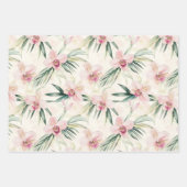 美しいピンクのトロピカルランの花 ブライダルシャワー ラッピングペーパーシート (正面3)