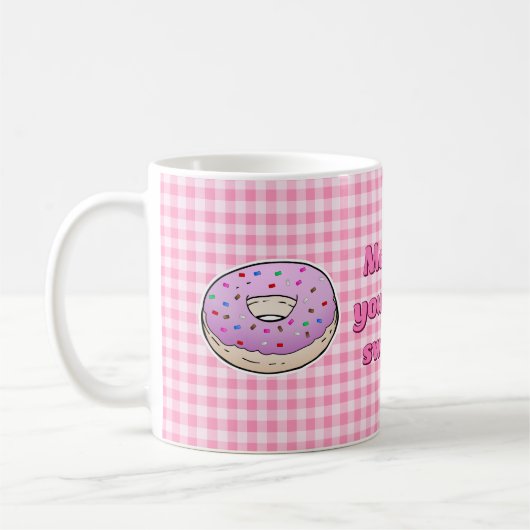 美しいピンクのドーナツ コーヒーマグカップ (左)