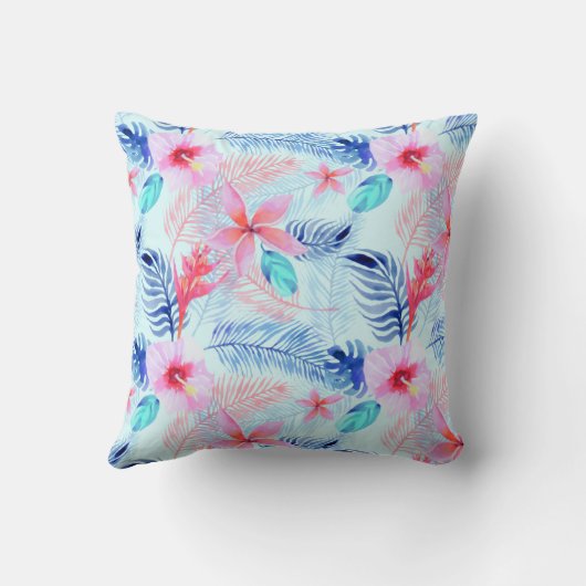 美しいピンクのハイビスカス熱帯花のパターン | クッション (裏面)