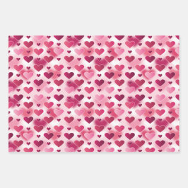 美しいピンクのハートパターン – バレンタインデー ラッピングペーパーシート