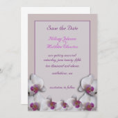美しいピンクのハードを飾った結婚式の「Save the Date」アナウンス 招待状 (正面/裏面)