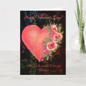 美しいピンクのハート バレンタインデーのカード シーズンカード (正面)