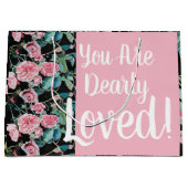 美しいピンクのバラあなたが愛されている抱き枕 ラージペーパーバッグ (正面)