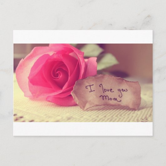 美しいピンクのバラが大好き – ママ誕生日 ポストカード (正面)