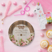 美しいピンクのバラが木に ペーパープレート (パーティー)