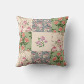 美しいピンクのバラとパッチワーク装飾用クッション クッション (裏面)