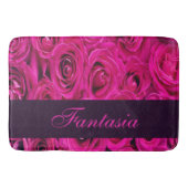 美しいピンクのバラのモノグラム バスマット (正面)