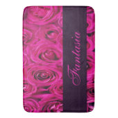 美しいピンクのバラのモノグラム バスマット (正面縦)