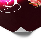 美しいピンクのバラのモノグラム ポスター (角)