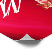 美しいピンクのバラのモノグラム ポスター (角)