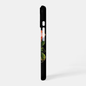 美しいピンクのバラのモノグラム,黒 iPhone 16ケース (左側面)