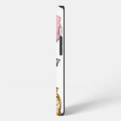 美しいピンクのバラのモノグラム iPhoneケース (左側面)