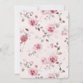 美しいピンクのバラの庭の花のブライズシャワー 招待状 (裏面)