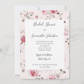 美しいピンクのバラの庭の花のブライズシャワー 招待状 (正面)
