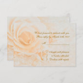 美しいピンクのバラの招待状 返信 (正面/裏面)