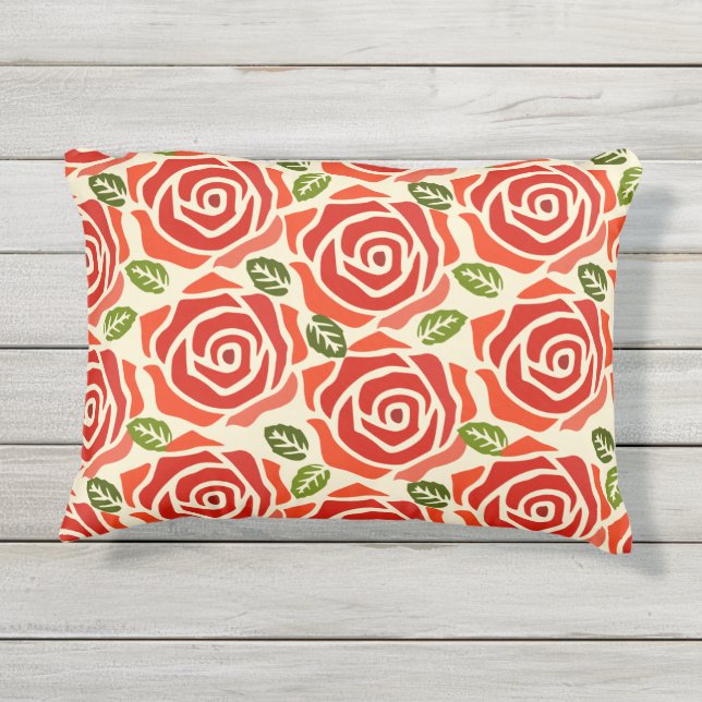 美しいピンクのバラの柄かわいい色 アウトドアクッション (裏面)