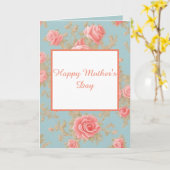 美しいピンクのバラの模様の母の日 カード (黄色い花)