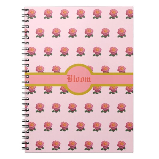美しいピンクのバラの模様 ノートブック (正面)