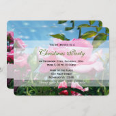 美しいピンクのバラの花が青い空に。 休日 招待状 (正面/裏面)