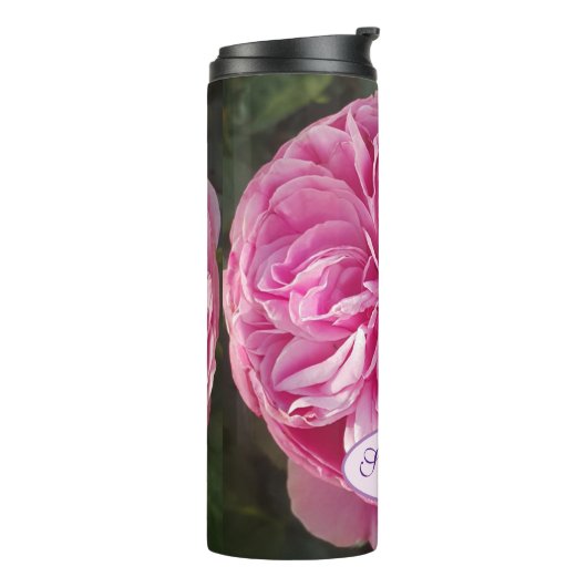 美しいピンクのバラの花のフローラ写真家の名前 タンブラー (回転左)