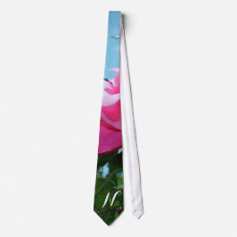 美しいピンクのバラの花のモノグラム ドレス ネクタイ