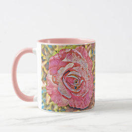 美しいピンクのバラの花の絵のマグカップ マグカップ