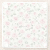 美しいピンクのバラの花の花嫁のシャワー ガラスコースター (裏面)