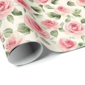 美しいピンクのバラの花の花嫁のシャワー ラッピングペーパー (ロールコーナー)