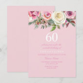 美しいピンクのバラの花の60歳の誕生日招待状 招待状 (正面/裏面)