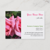 美しいピンクのバラの花プロフェッショナル 名刺 (裏面)